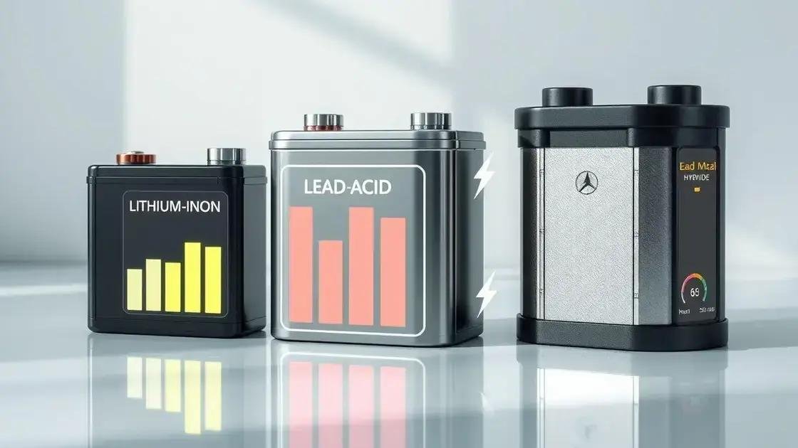 Comparação entre baterias de lítio e outras tecnologias Comparação entre baterias de lítio e outras tecnologias